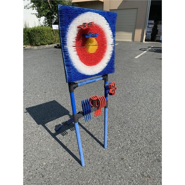 EASTPOINT AX THROWING AND STAR THROWING TARGET WITH AXES AND STARS