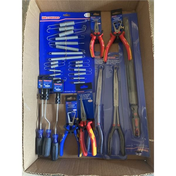10 NEW WESTWARD HAND TOOLS, TENSION SPRING KIT AND 14" BASTARD FILE