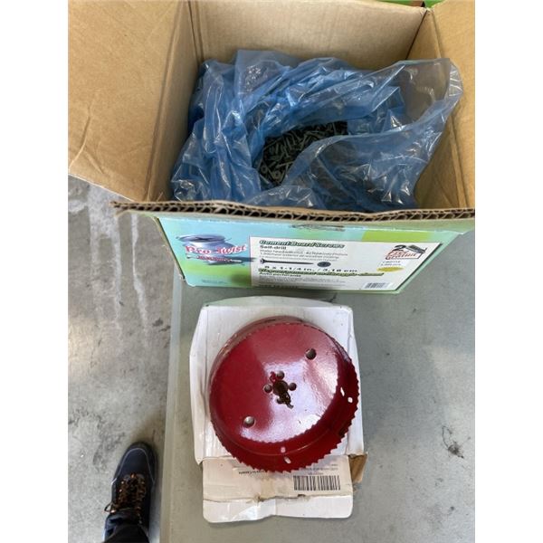 BOX OF PRO-TWIST DART SCREWS AND A HOLE SAW