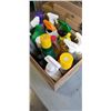 Image 1 : TRAY OF 16 CLEANING SUPPLIES BOTTLES INCLUDING RAID, EASY ON, ARMORALL
