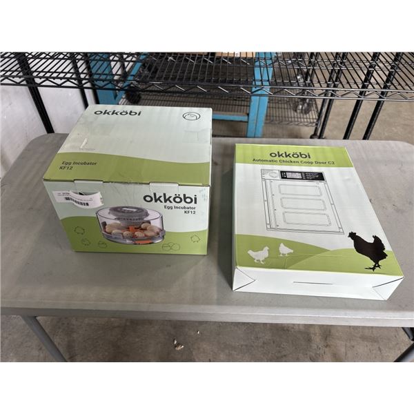 OKKOBI EGG INCUBATOR MODEL KF12 AND OKKOBI AUTOMATIC CHICKEN COOP DOOR C2