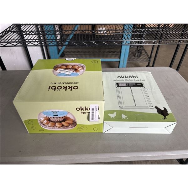 OKKOBI EGG INCUBATOR MODEL M12 AND OKKOBI AUTOMATIC CHICKEN COOP DOOR