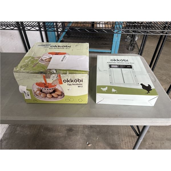 OKKOBI EGG INCUBATOR MODEL M12 AND OKKOBI AUTOMATIC CHICKEN COOP DOOR