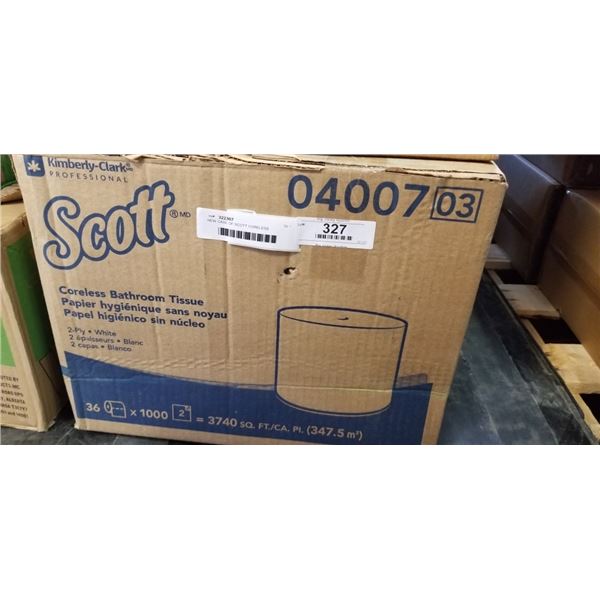 NEW CASE OF SCOTT CORELESS BATHROON TISSUE, 2 PLY 36 ROLLSX 100 SHEETS