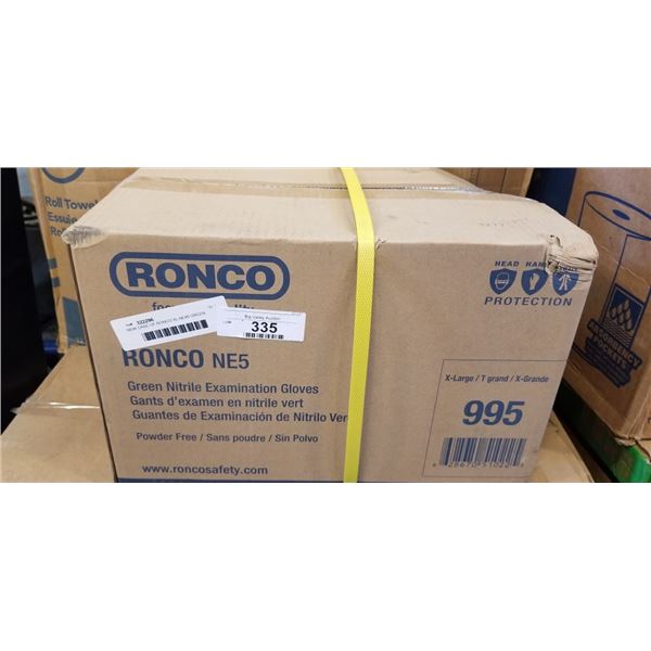 NEW CASE OF RONCO XL NE45 GREEN NITRILE EXAMINATION GLOVES