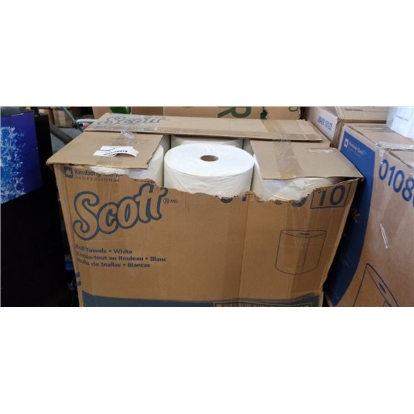 NEW CASE OF SCOTT WHITE ROLL TOWELS, 12 PER CASE