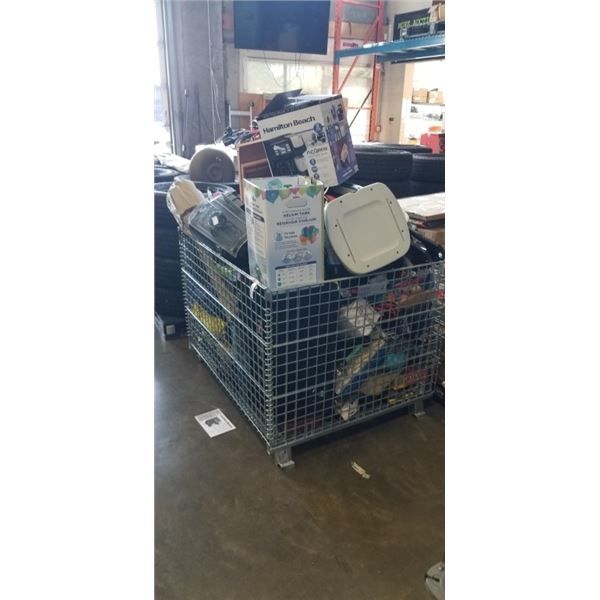PALLET OF ASSORTED GOODS, CONTENTS OF REPOSESSSED VEHICLES, BIN NOT INCLUDED