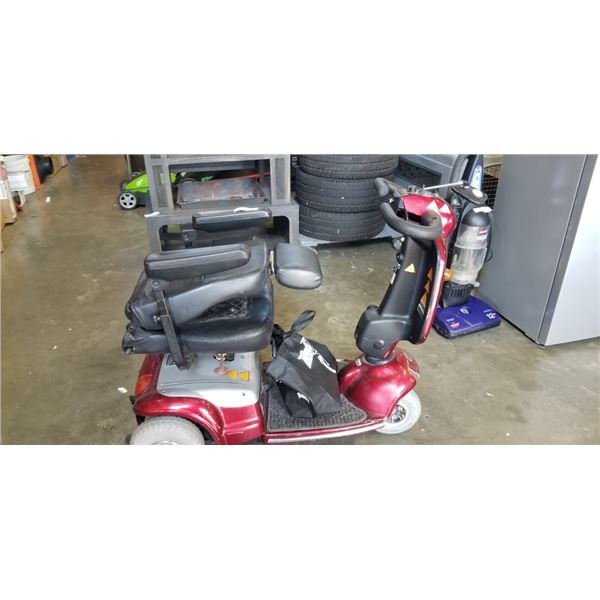 SHOP RIDER MOBILITY SCOOTER. WORKS. COMES WITH CHARGER AND KEYS. NEEDS BATTERIES