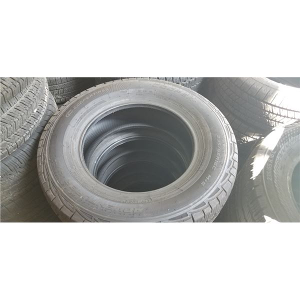 SET OF 4 COOPER ADENTURER H/T  235/65/R16C TIRES, SEE PICTURES FOR TREAD DEPTH, GOOD USEABLE TIRES