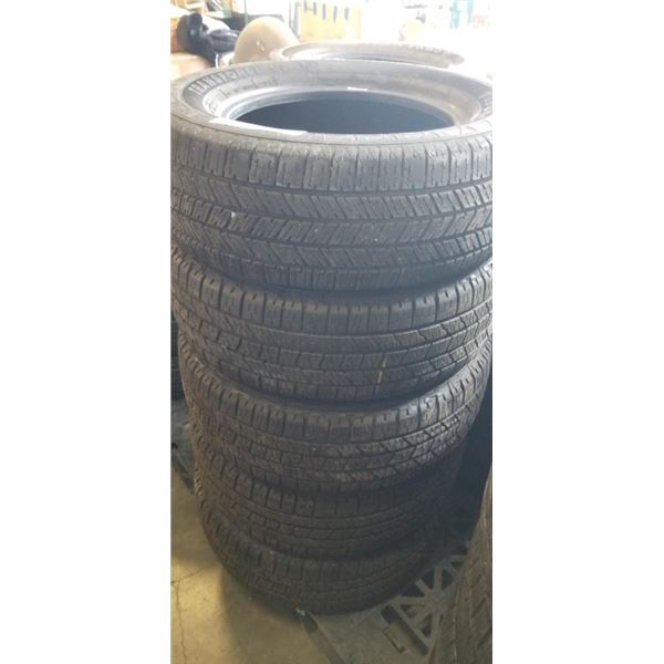 SET OF 4 FIRESTONE TRANSFORCE CV 235/65/R16C TIRES, SEE PICTURES FOR TREAD DEPTH, GOOD USEABLE TIRES