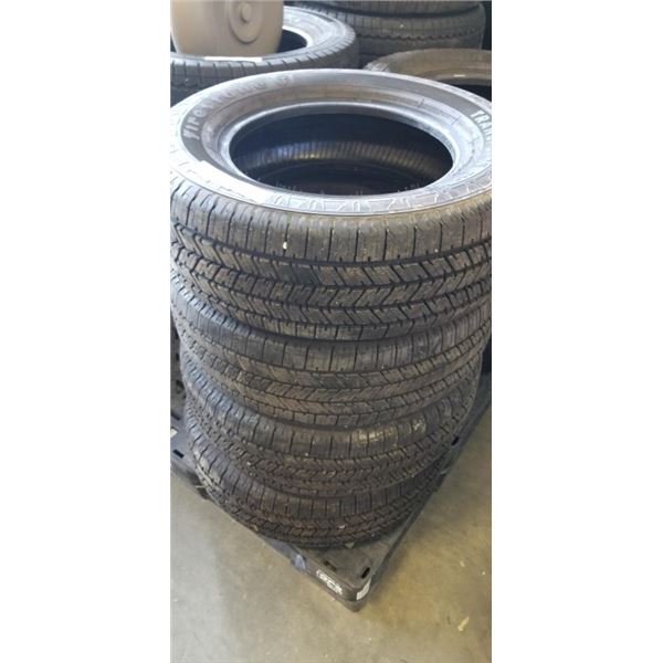 SET OF 4 FIRESTONE TRANSFORCE CV 235/65/R16C TIRES, SEE PICTURES FOR TREAD DEPTH, GOOD USEABLE TIRES