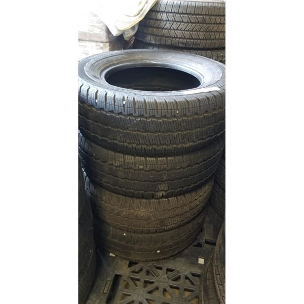 SET OF 4 CONTINENTAL VAN CONTACT A/S M+S 235/65/R16 TIRES, GOOD USEABLE TIRES, SEE PICTURES FOR TREA