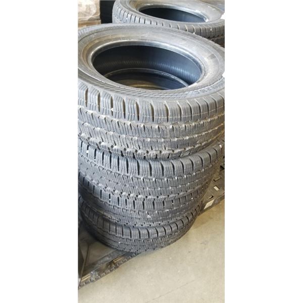 SET OF 4 CONTINENTAL VAN CONTACT A/S M+S 235/65/R16 TIRES, GOOD USEABLE TIRES, SEE PICTURES FOR TREA