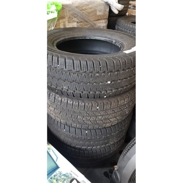 SET OF 4 CONTINENTAL VAN CONTACT A/S M+S 235/65/R16 TIRES, GOOD USEABLE TIRES, SEE PICTURES FOR TREA