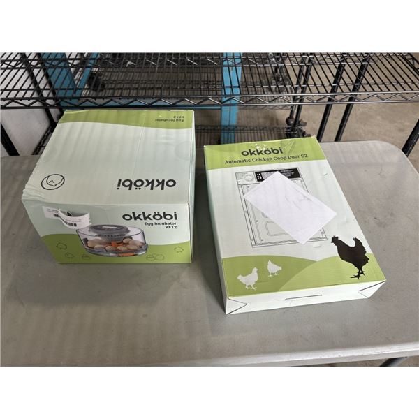 OKKOBI EGG INCUBATOR MODEL KF12 AND OKKOBI AUTOMATIC CHICKEN COOP DOOR C2
