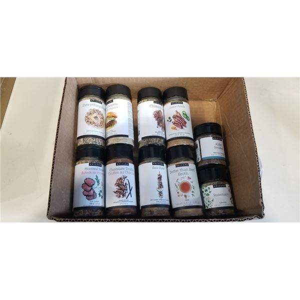 TRAY OF 10 NEW ASSORTED EPICURE SPICES AND SEASONINGS