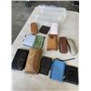 Image 1 : PLASTIC TOTE OF WALLETS, COIN PURSES AND SUNGLASS CASES