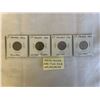 Image 1 : 4 CANADIAN SPECIAL WAR TIME 5 CENTS 1942, 1943 TOMBAC, 1944, 1945