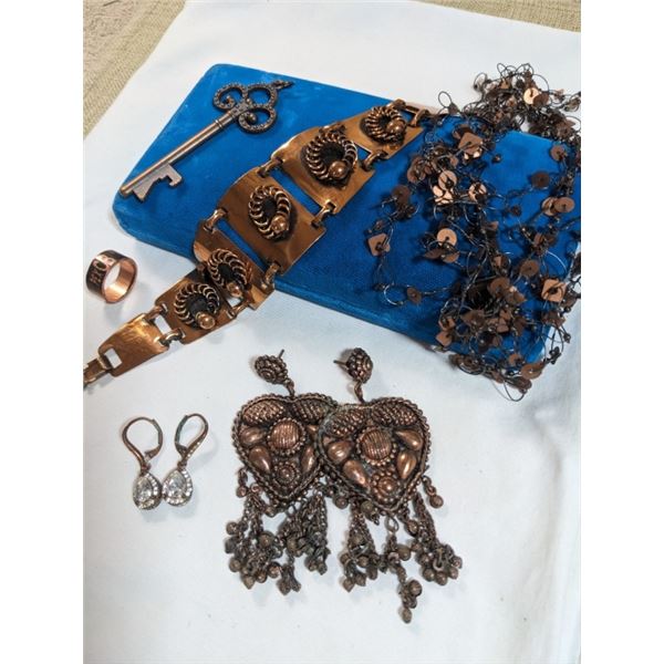 BAG OF VINTAGE COPPER JEWELRY