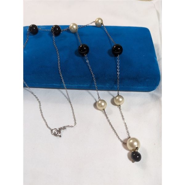 VINTAGE 925 STERLING SILVER BEADS NECKLACE