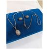 Image 2 : 925 STERLING SILVER CHAIN W/ PENDANT NECKLACE AND PAIR OF MATCHING EARRINGS