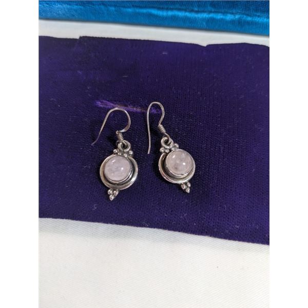 PAIR OF 925 STERLING SILVER W/ LABRADORITE STONE DANGLE EARRINGS