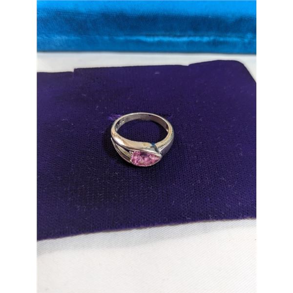 925 STERLING SILVER W/ PINK STONES RING