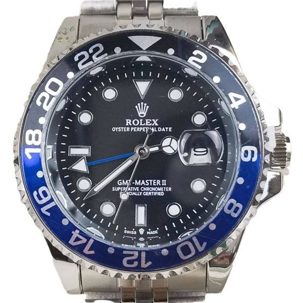 ROLEX GMT-MASTER II WATCH - BLUE/ BLACK BEZEL, BLACK DIAL, UNAUTHENTIC