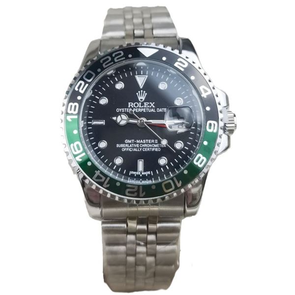 ROLEX GMT-MASTER II WATCH - GREEN/ BLACK BEZEL, BLACK DIAL, UNAUTHENTIC