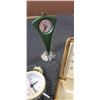 Image 4 : VINTAGE DESK CLOCK, 2 SMALL ALARM CLOCKS AND ALASKA POCKET WATCH