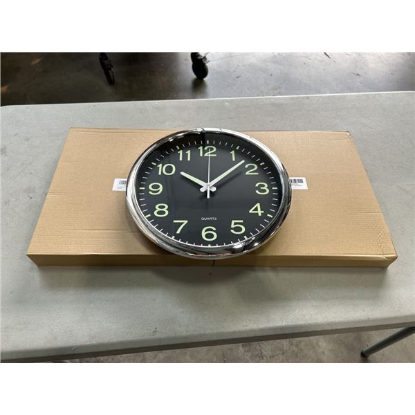 3 NEW 12 INCH BLACK WALL CLOCKS
