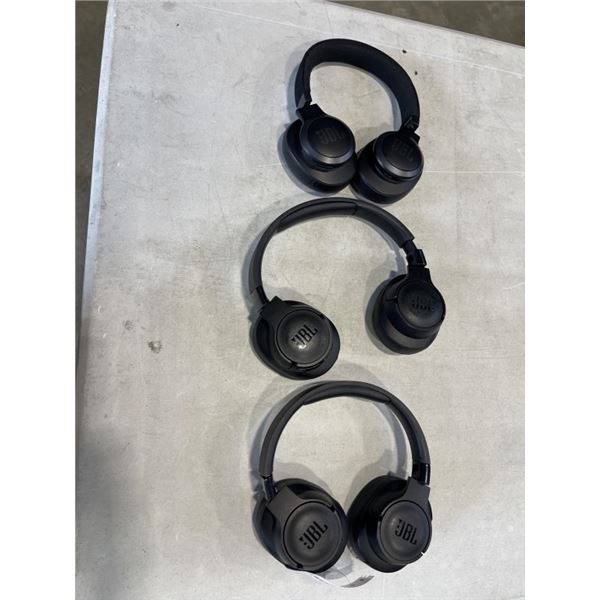 3 PAIRS OF BLACK JBL HEADPHONES