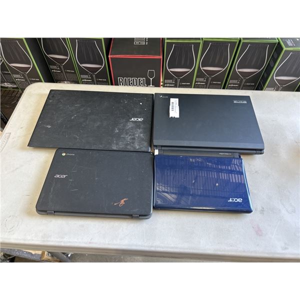 4 ACER LAPTOPS, CONDITION UNKNOWN. 1 IS TRAVELMATE 4740 SERIES