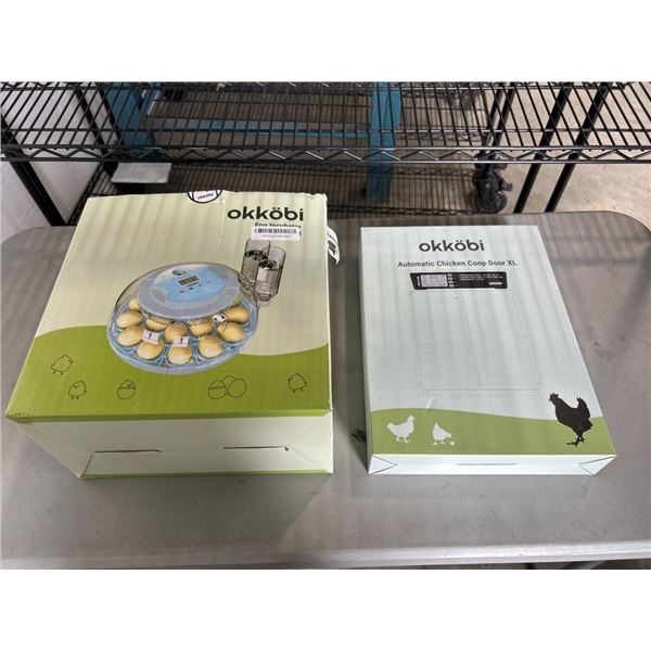 OKKOBI EGG INCUBATOR MODEL E18 AND OKKOBI AUTOMATIC CHICKEN COOP DOOR XL