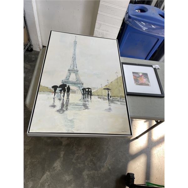 37" X 25" FRAMED CANVAS ART AND 13" X 13" FRAMED PRINT