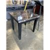 Image 4 : MARBLE LOOK SIDE TABLE AND BLACK COUNTER STOOL