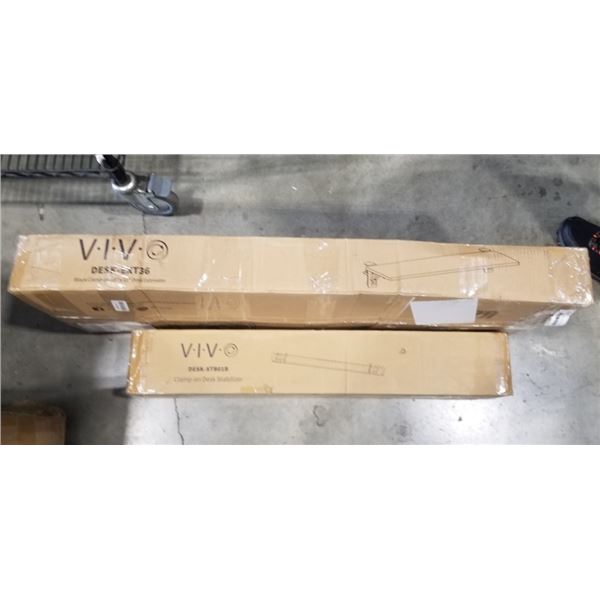 VIVO BLACK CLAMP ON 36" X 12" DESK EXTENSION AND VIVO CLAMP ON DESK STABILIZER