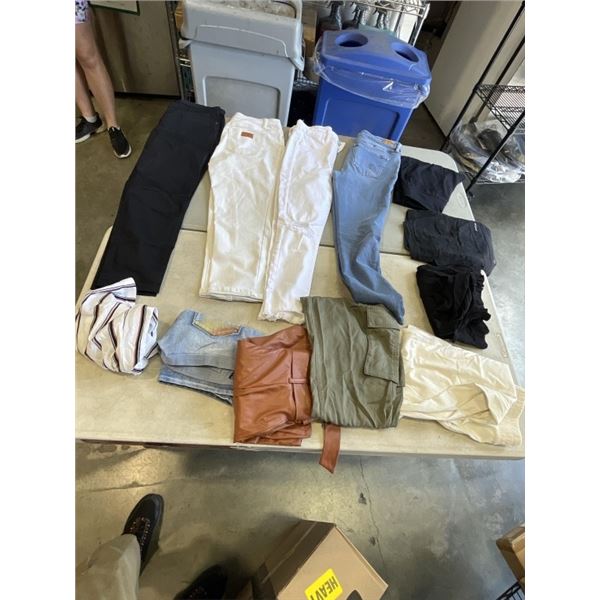 LOT OF MOSTLY BRAND NEW WOMENS BOTTOMS - 7 PANTS AND 5 SHORTS, MOSTLY SIZE 6 / MEDIUM,  INCLUDING BR