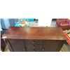Image 2 : DARK FINISH WOOD 2 DOOR CABINET WITH 4 CENTRAL DRAWERS
