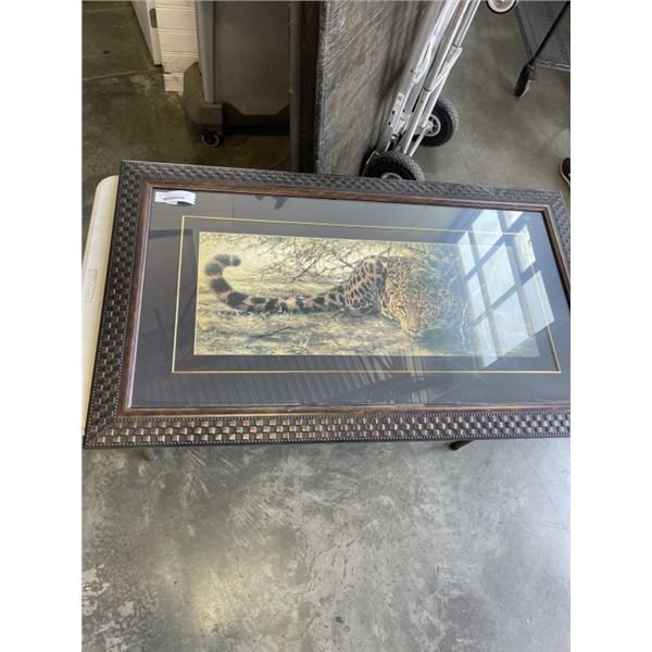 46" X 26" LEOPARD FRAMED PRINT SIGNED GUY COHELEACH