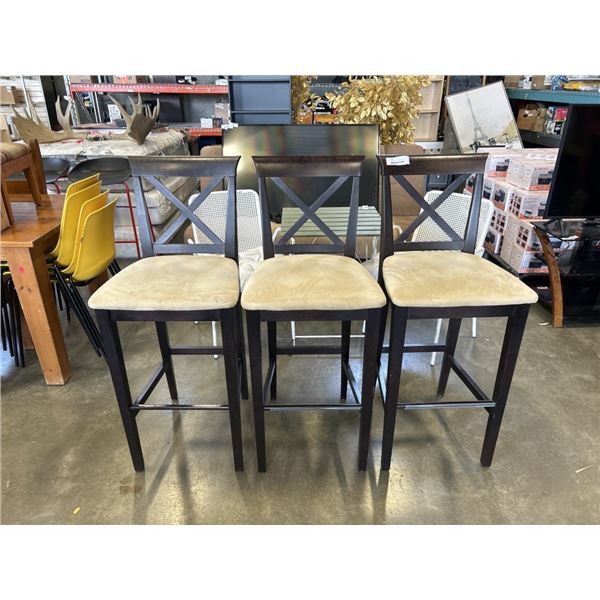 4 X BACK STOOLS WITH DARK FINISH