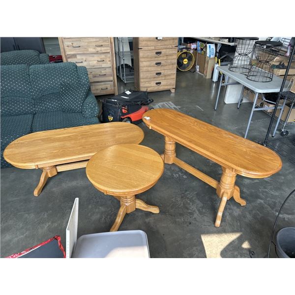 3 PIECE OAK TABLE SET