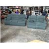 Image 1 : GREEN FABRIC SOFA  AND LOVE SEAT