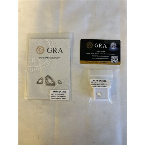 NEW 3.0CT AURORA MOISSANITE STONE, ROUND BRILLIANT CUT, VVS1, TESTS POSITIVE W/ DIAMOND TESTER (MORE