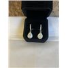 Image 1 : NEW S925 2.0CT EACH PEAR CUT SIMULATED DIAMOND (CZ) HALO DANGLE EARRINGS, MOUNTED IN 925 STERLING SI