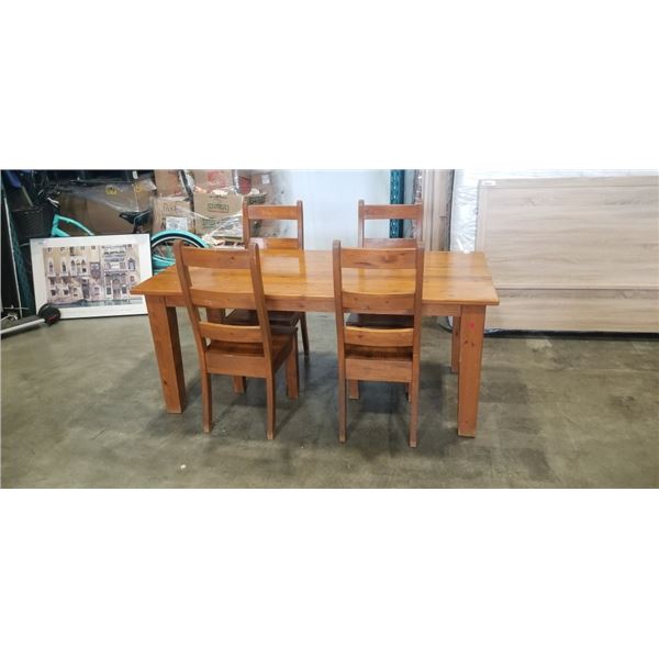 SOLID PINE FARMHOUSE DINING TABLE WITH 4 CHAIRS