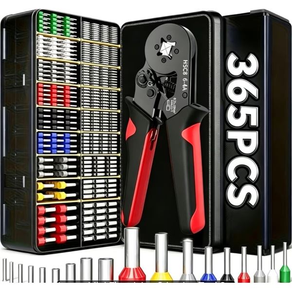 NEW 365 PIECE ELECTRIC CRIMPING SET WITH PLIERS