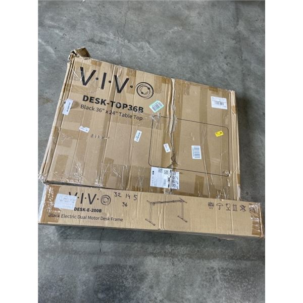 VIVO BLACK 36" X 24" TABLE TOP AND VIVO BLACK ELECTRIC DUAL MOTOR DESK FRAME