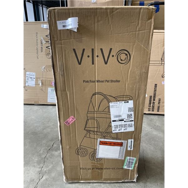 VIVO PINK FOUR WHEEL PET STROLLER