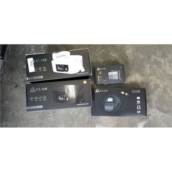 2 KLIM BOOMBOX MODEL E1 AND KLIM NOMAD HIGH FIDELITY SOUND REPRODUCTION AND KLIM K7 CASETTE PLAYER
